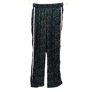 Love Stories Jude Leopard Print Satin Green Black Pajama Pants Womens XS
